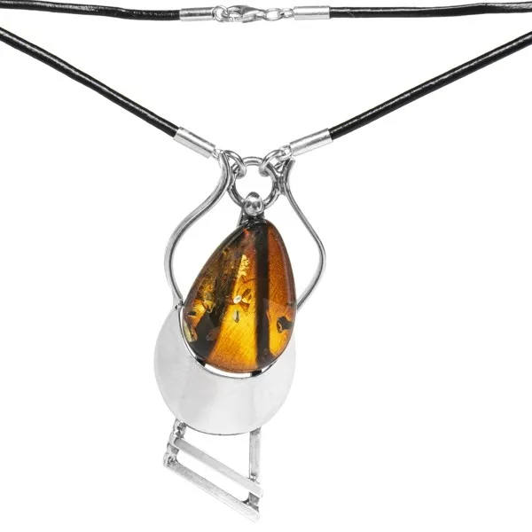 Naszyjnik srebrny z bursztynem - oryginalna biżuteria