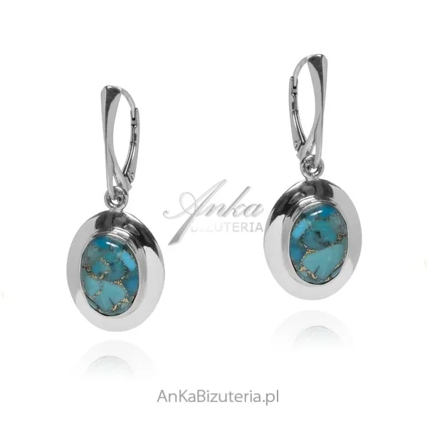 Wyjątkowe kolczyki z niebieskim miedzianym turkusem