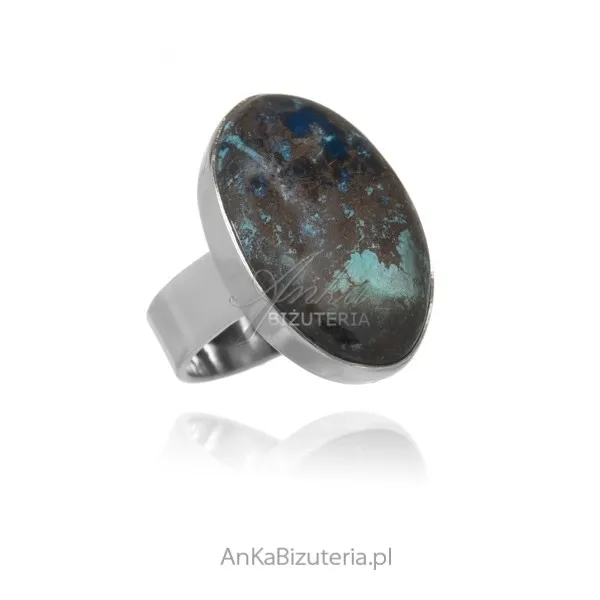 Srebrny pierścionek z naturalnym kamieniem shattuckite unikat 14