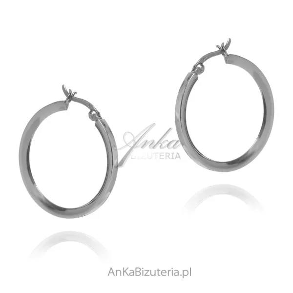 Kolczyki srebrne kółka średnica  3 cm   szerokość  3mm