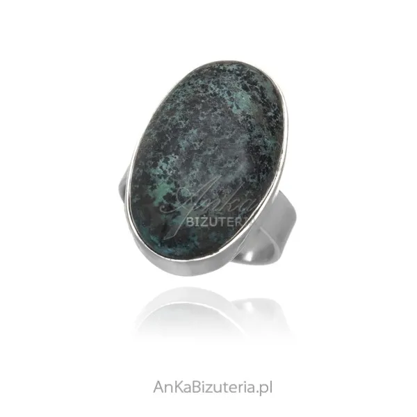 Pierścionek srebrny z  kamieniem unikat shattuckite  rozm. 17
