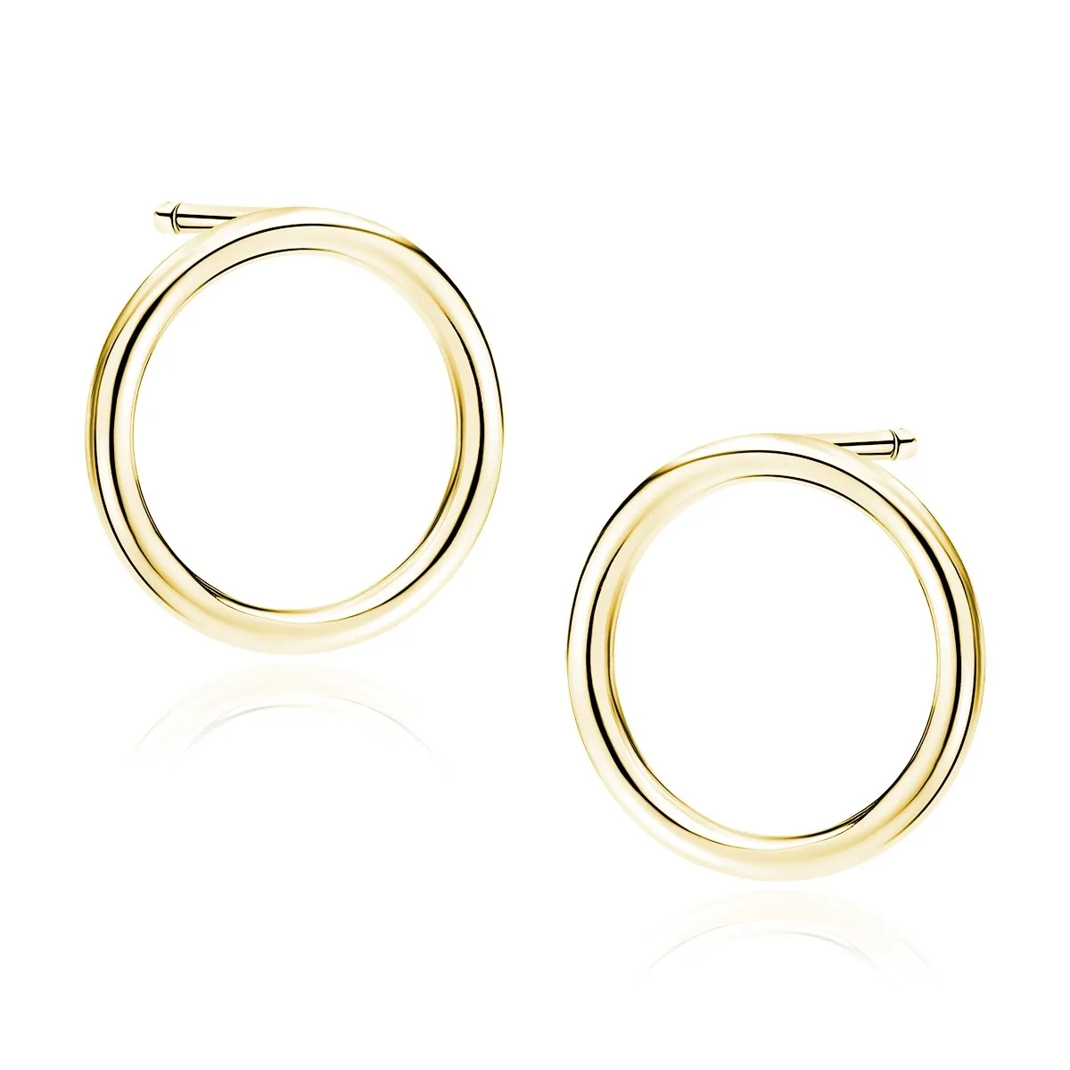 Kolczyki srebrne pozłacane kółka na sztyft