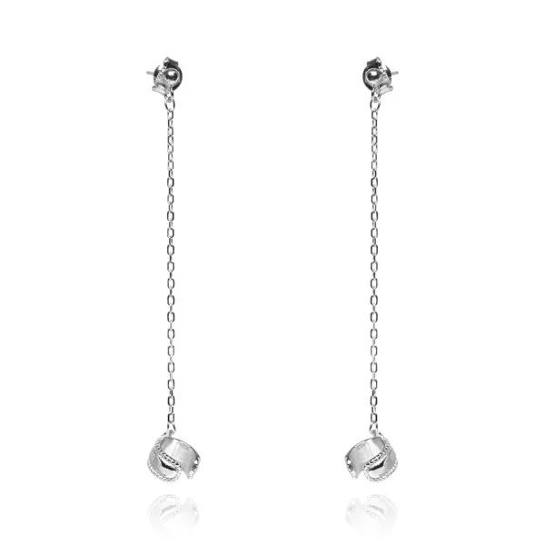 Kolczykis rebrne trendy z łańcuszkiem i nausznicą