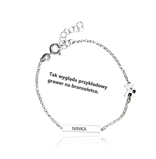 Bransoletka srebrna dziecięca do graweru  z  emaliowaną przywieszką