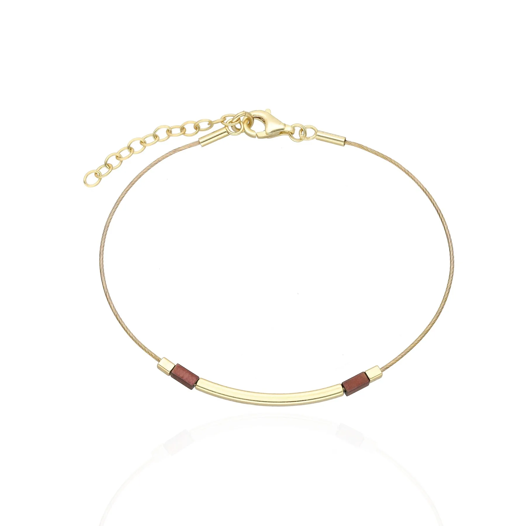 Bransoletka srebrna pozłacana z brązowym hematytem