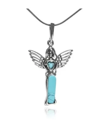 Srebrna  zawieszka z turkusem anielica w rozmiarze m