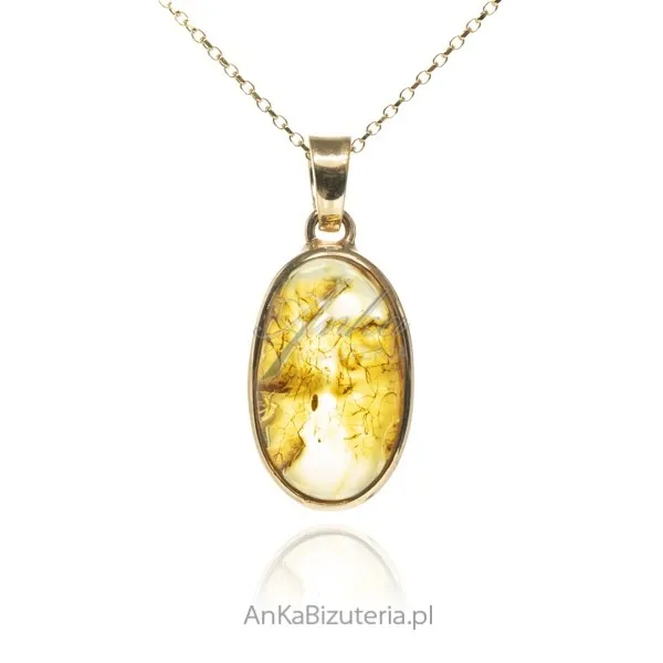 Zawieszka srebrna pozłacana z cytrynowym bursztynem
