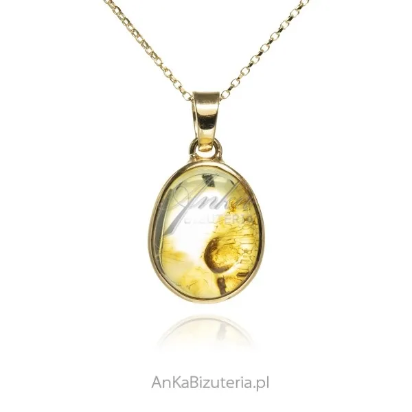 Srebrna zawieszka z żółtym bursztynem cytynowym