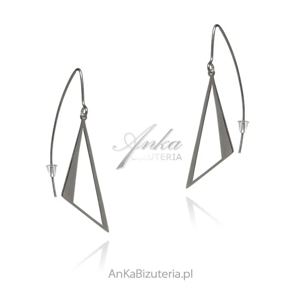 Kolczyki srebrne długie ażurowe  trójkąty