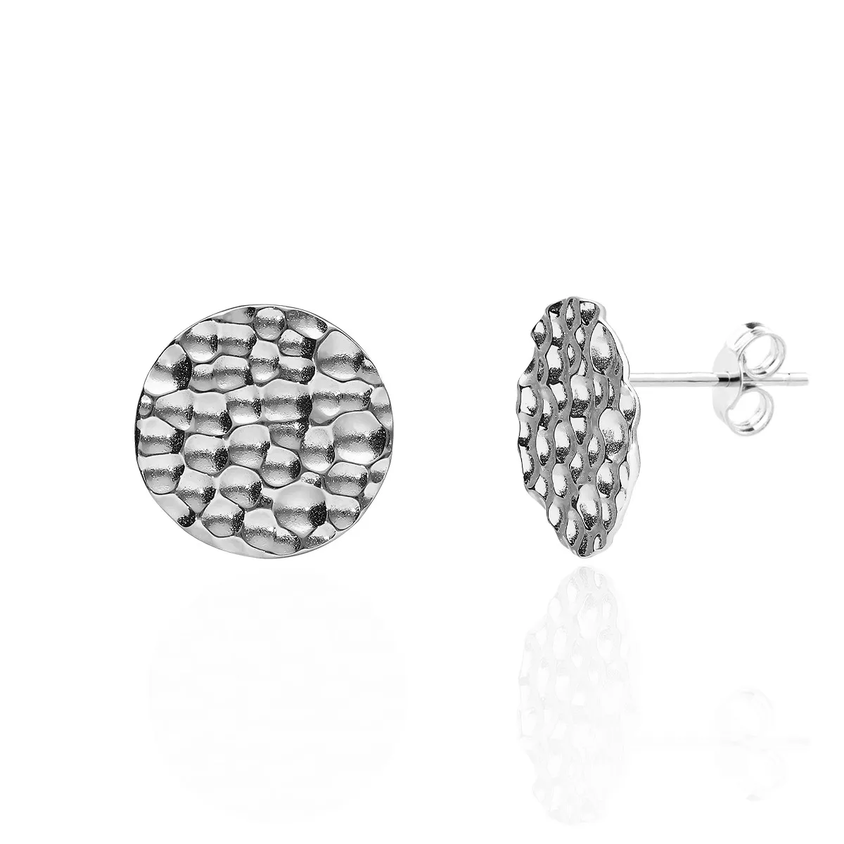 Srebrne kolczyki karbowane  płaskie kółka