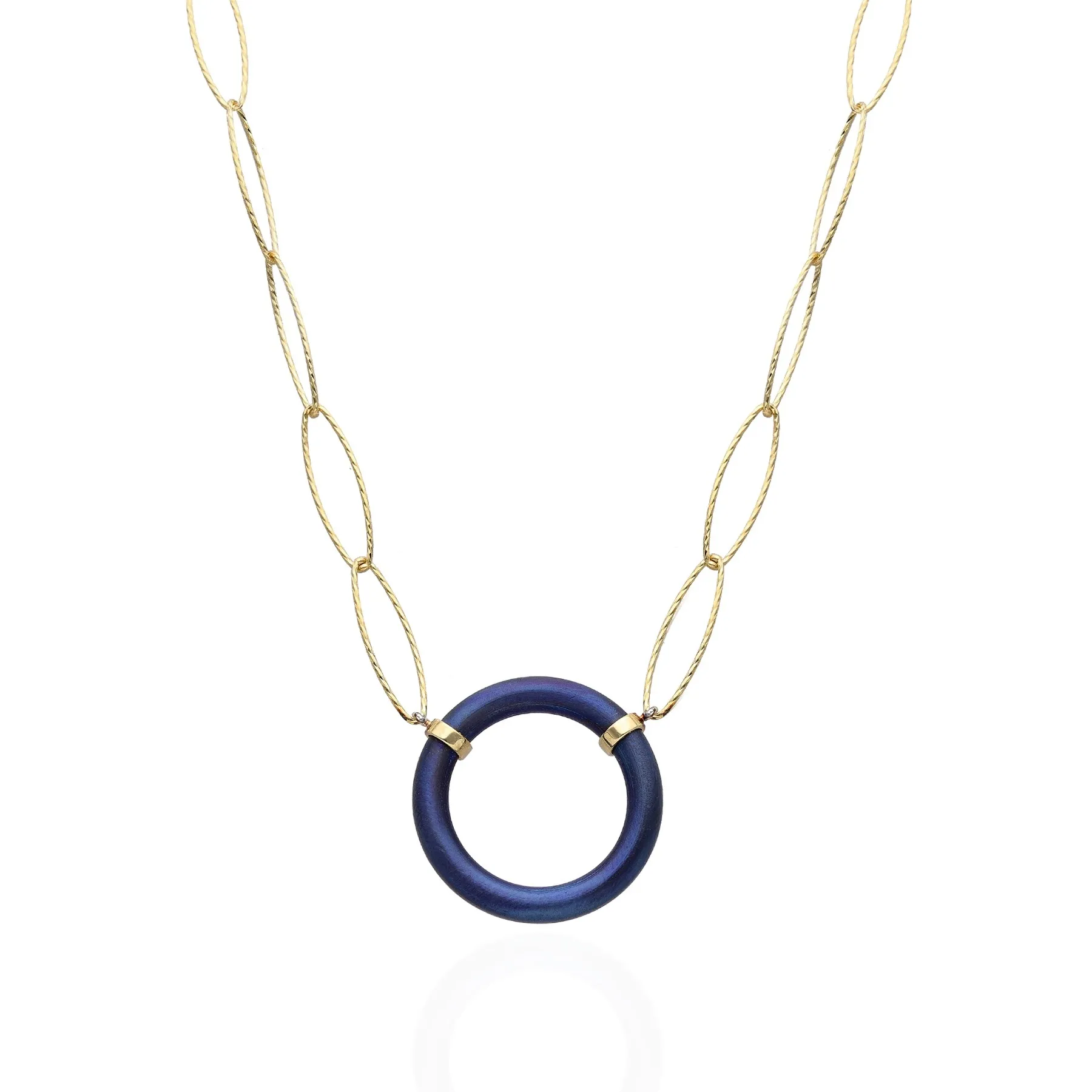 Srebrny naszyjnik pozłacany z  tytanem round