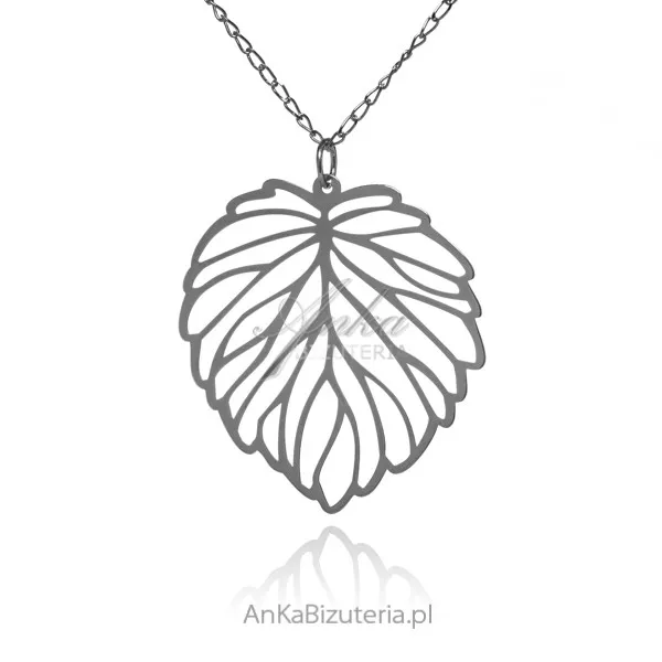 Zawieszka srebrna listek ażurowy