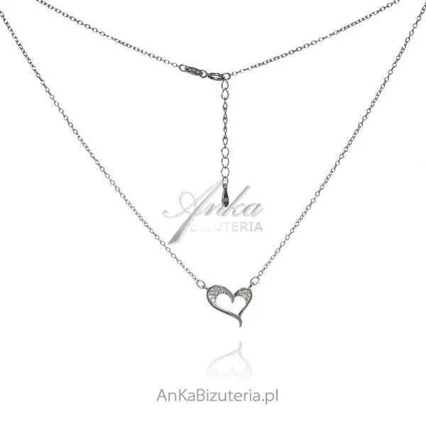 Naszyjnik srebrny z cyrkoniami szalona miłość