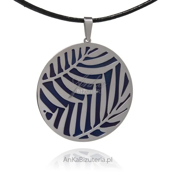 Biżuteria srebrna  - srebrna zawieszka z tytanem lisć paproci