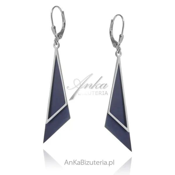 Kolczyki srebrne trójkąty z tytanem