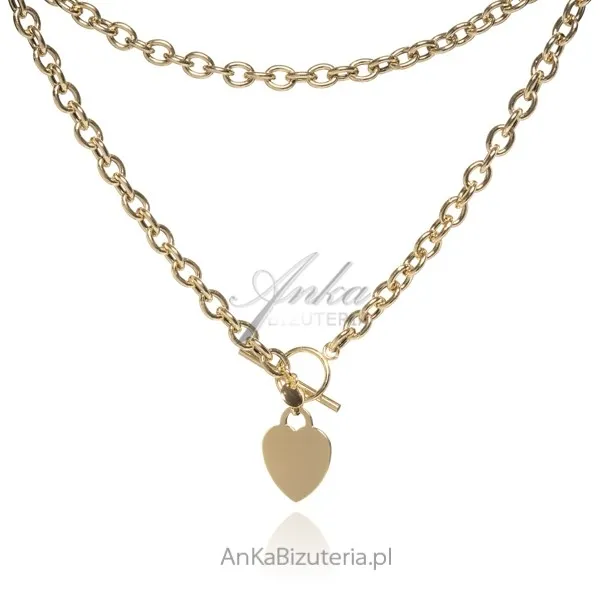 Srebrny naszyjnik pozłacany z tibonem        -   ti amo - duże  serce