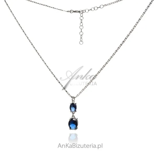 Srebrny naszyjnik  z szafirowymi cyrkoniami