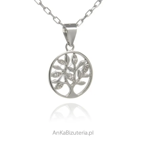 Mała zawieszka srebrna drzewko szczęścia z cyrkoniami