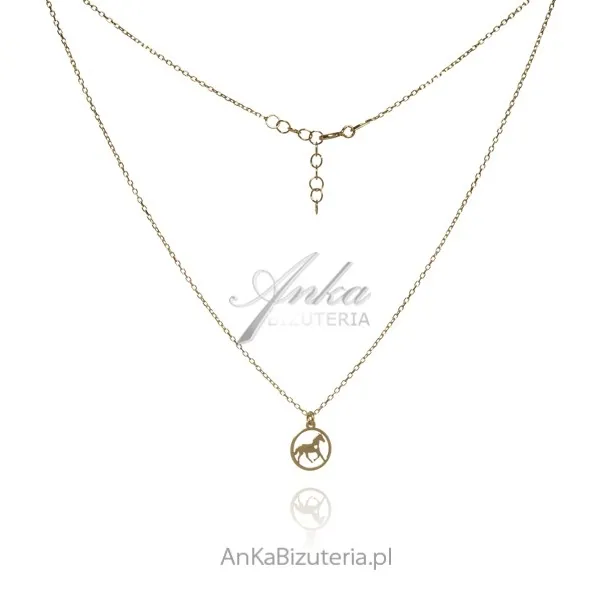 Naszyjnik srebrny pozłacany koń