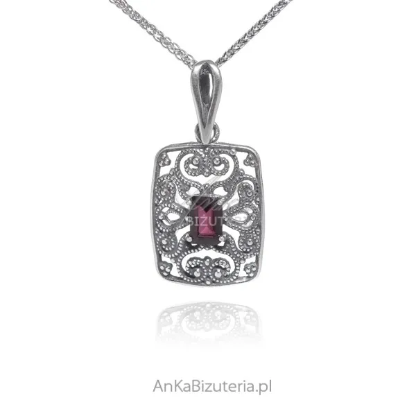 Srebrna zawieszka z granatem bona