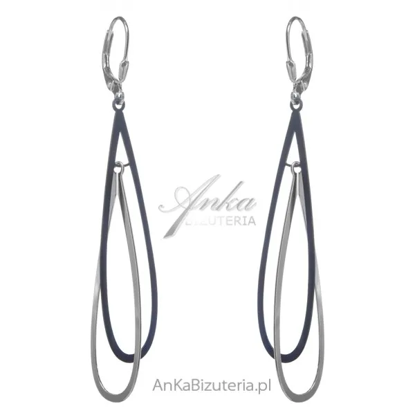 Długie kolczyki srebrne tytanowe