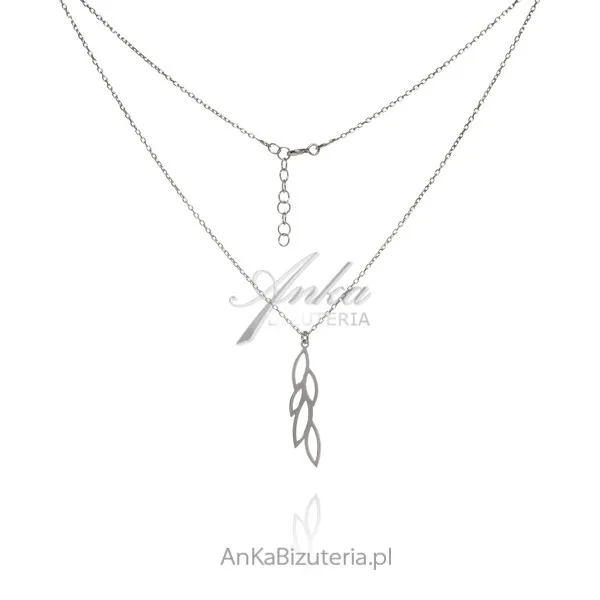 Naszyjnik srebrny liście na wietrze