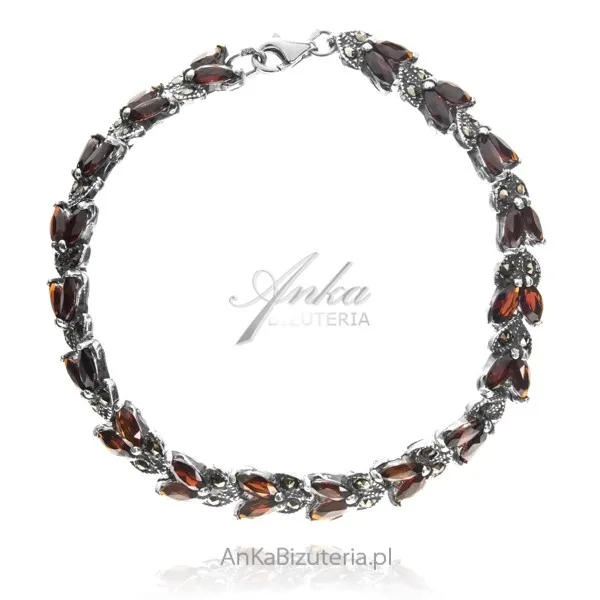 Srebrna bransoletka z granatami i markazytami hana