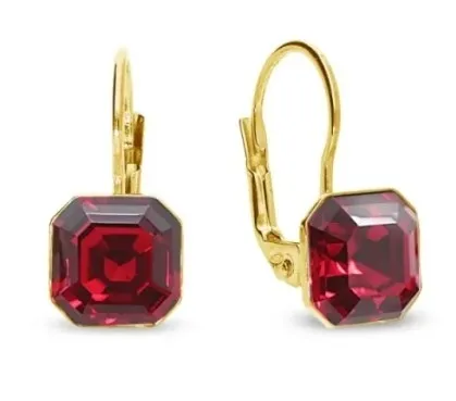 Kolczyki srebrne pozłacane crystals w kolorze scarlet