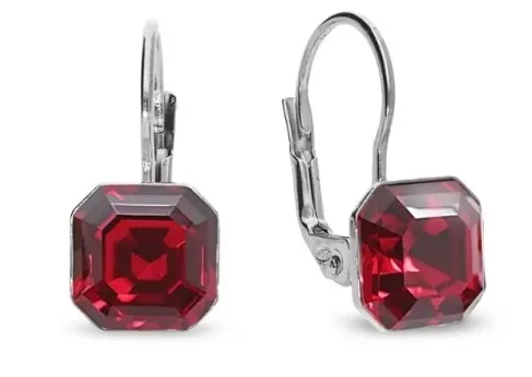Kolczyki srebrne empire cristals w kolorze scarlet