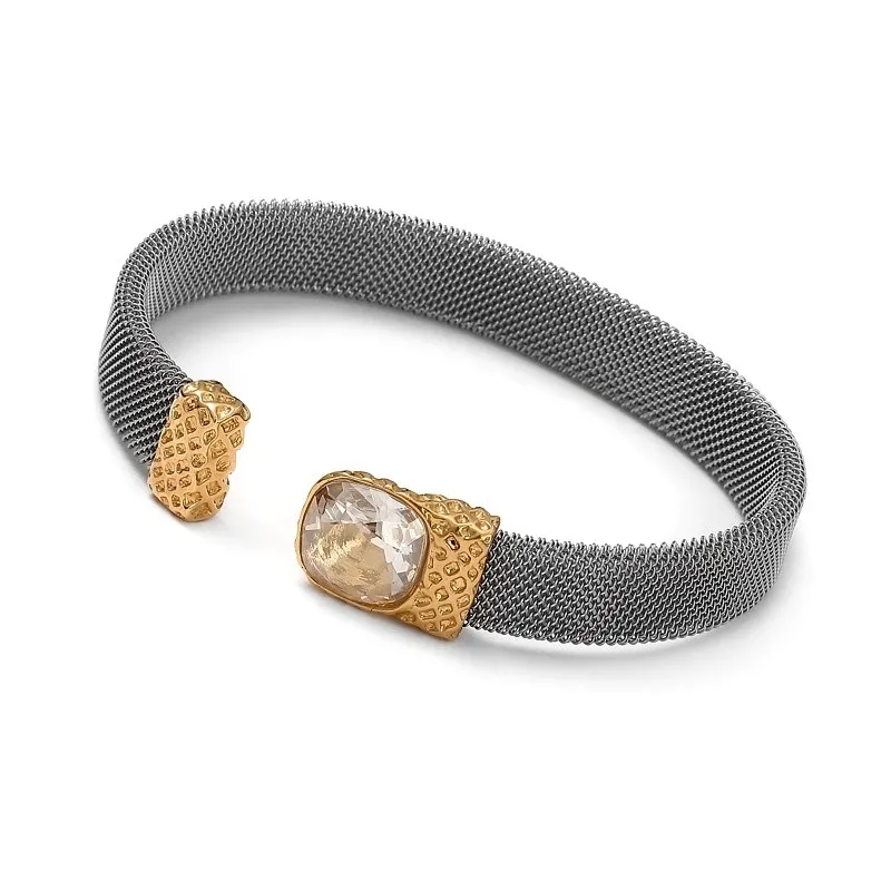 Bransoletka srebrna z crystals w kolorze golden shadow.