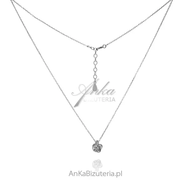 Naszyjnik srebrny  supełki diamentowane