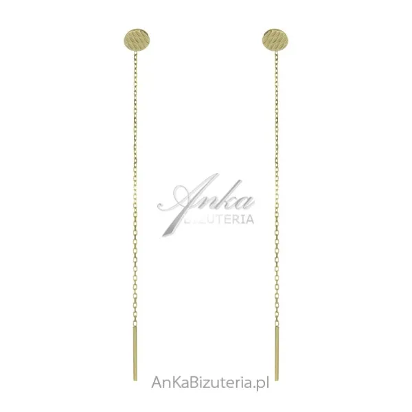Kolczyki srebrne pozłacane przeciągane