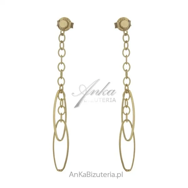Srebrne pozłacane kolczyki - połączenie różnych splotów