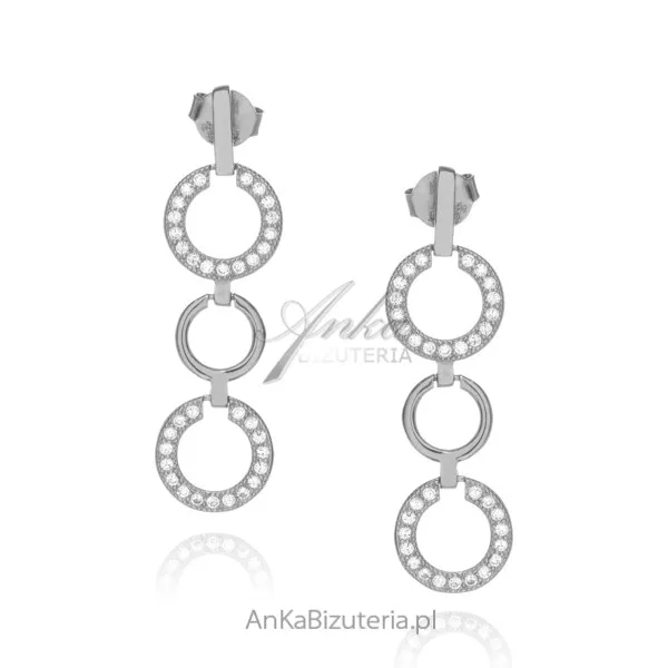 Piękne kolczyki srebrne  kółeczka z cyrkoniami