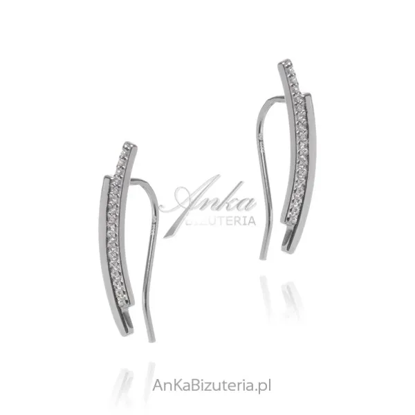 Kolczyki srebrne nausznice  z maleńkimi cyrkoniami