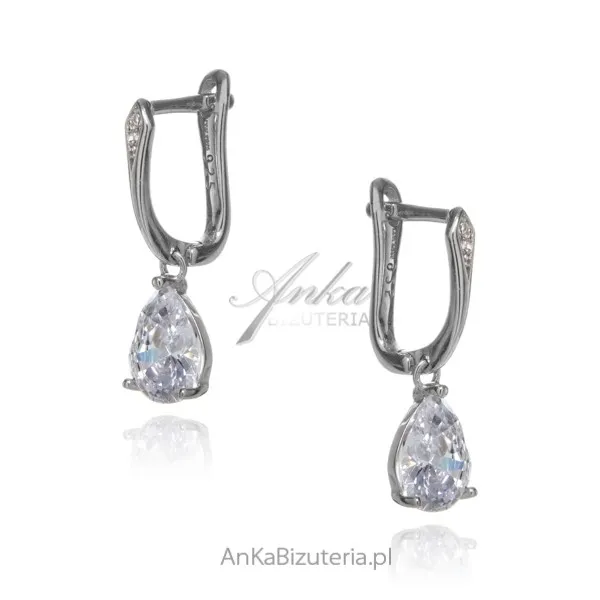Kolczyki srebrne z  białą cyrkonią