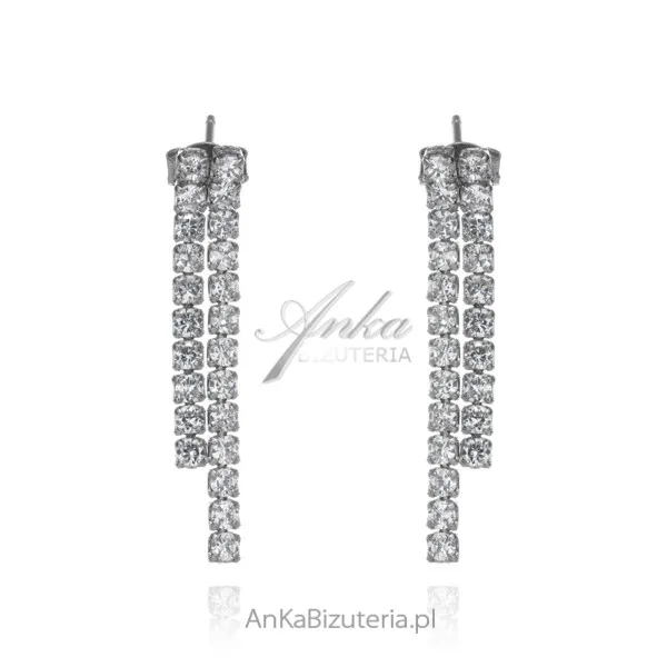 Kolczyki srebrne z białymi cyrkoniami ślubna biżuteria