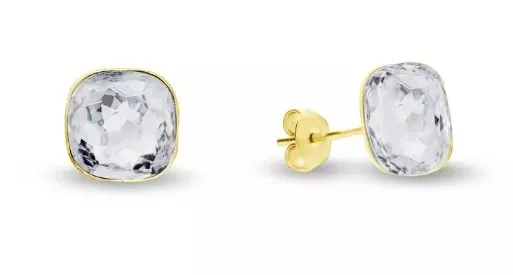 Kolczyki srebrne pozłacane  fantasy small gold crystal