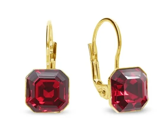 Kolczyki srebrne pozłacane empire cristals w kolorze scarlet