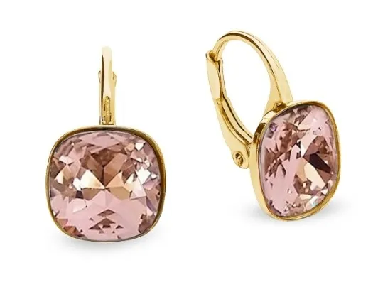 Kolczyki srebrne pozłacane swarovski barete w kolorze  vintage rose