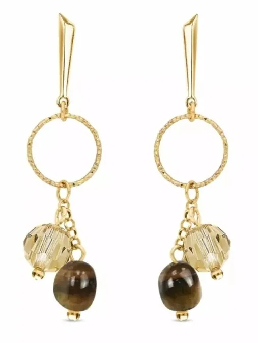 Kolczyki  srebrne pozłacane delicado z tygrysim okiem