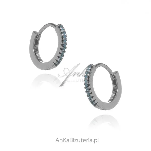 Kolczyki srebrne małe kółeczka  z turkusami