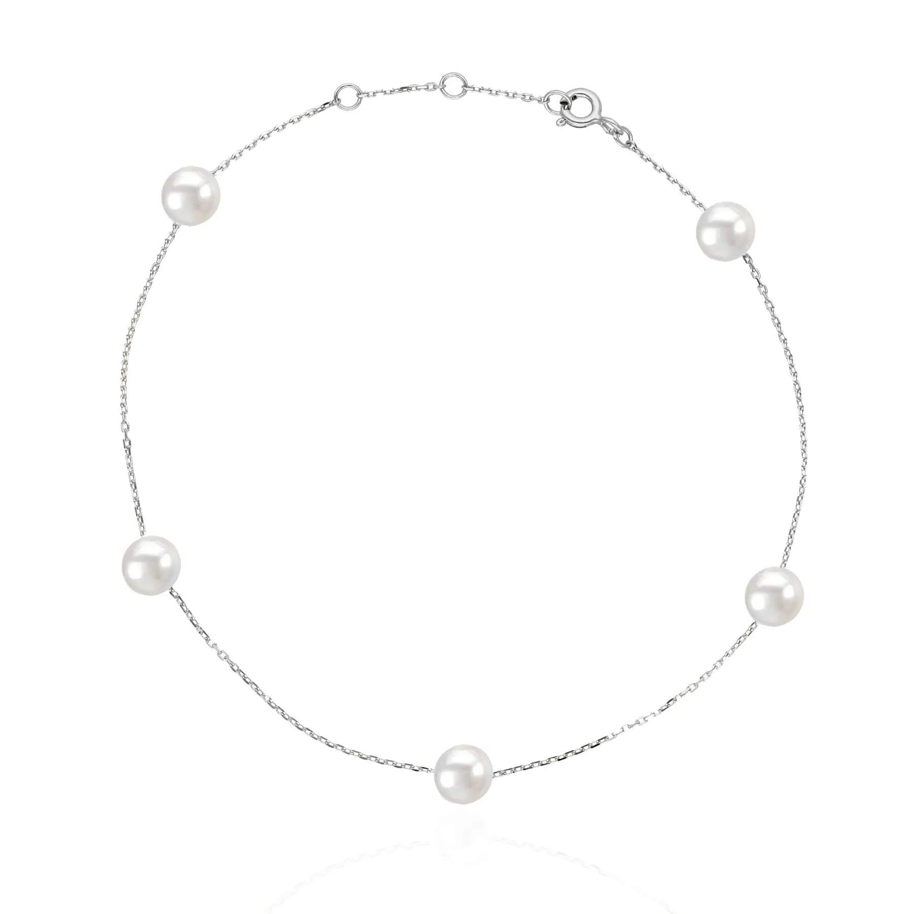 Bransoletka srebrna z białymi naturalnymi perłami