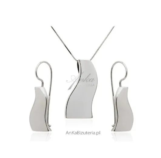 Komplet biżuterii srebrnej fala