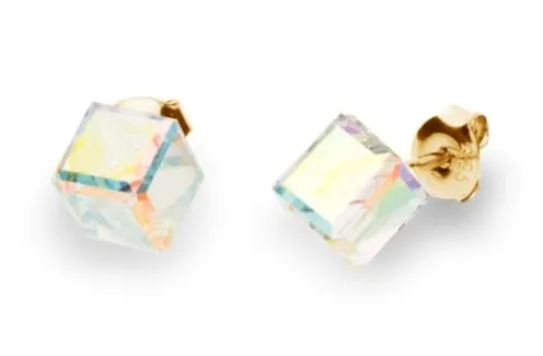 Kolczyki srebrne pozłacane medium cube studs boreare