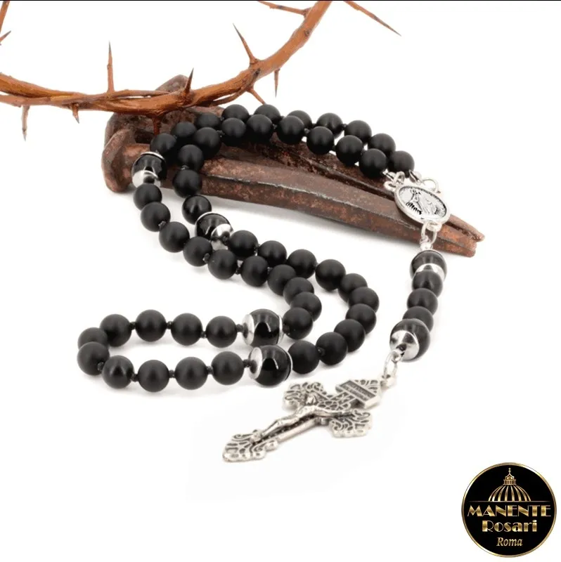 Różaniec "pasja jezusa"  - czarny onyks