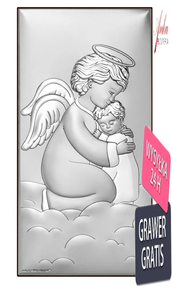 Obrazek anioł stróż tulący dzieciątko 5/10 cm