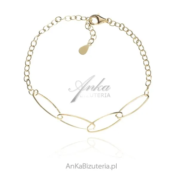 Bransoletka srebrna pozłacana  ogniwka