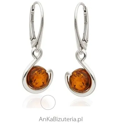Kolczyki srebrne z bursztynem kule