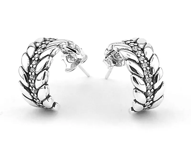 Kolczyki srebrne z cyrkoniami listki